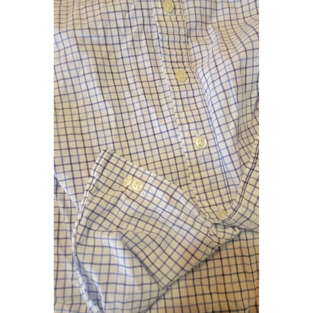 Ralph Lauren Boys Blue White Tattersall Check Button Down Shirt M 10-12 Cotton
